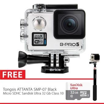 Brica B-Pro 5 Alpha Plus Combo Supreme Action Camera - 16MP - Putih + Gratis Monopod + Micro SD Card 32GB  