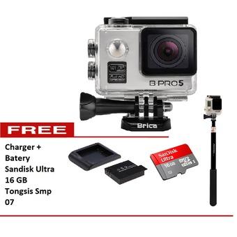 Brica BPRO 5 - 12MP - Silver + Gratis Charger + Battery + Sandisk 16 + Tongsis Smp 07  