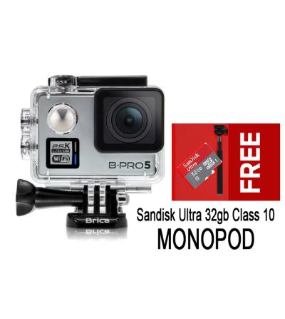 Brica Bpro B-Pro 5 Alpha Plus Silver + Free Monopod +Sandisk Ultra 32GB Bpro B-Pro Silver