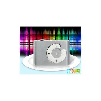 C Button Design Metal Clip MP3 Player with TF Card Reader Silver  