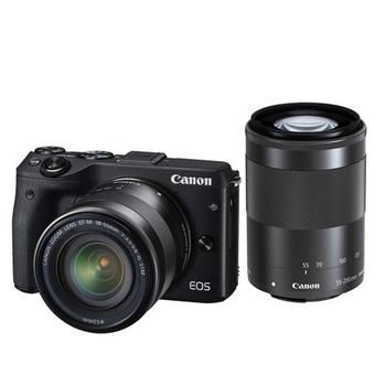 Canon EOS M3 double Kit EF-M 18-55 IS STM & EF-M55-200 IS STM - Hitam  