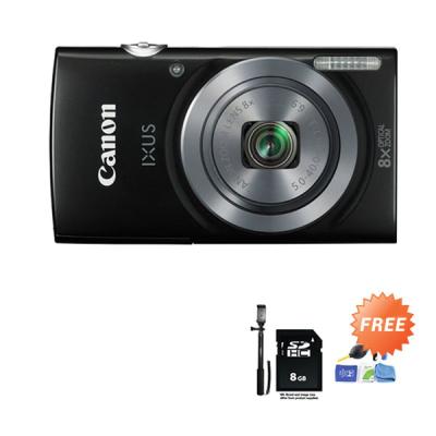 Canon IXUS 160 Black Kamera Pocket + SDHC 8 GB + Tongsis Monopod + Cleaning Kit