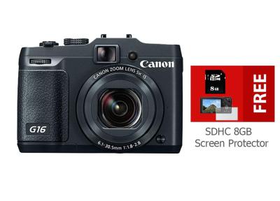 Canon PowerShot G16 + SDHC 8GB + Screen Protector - Hitam