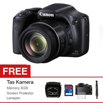 Canon Powershot SX-530HS - 16MP - 50xZoom - Hitam + Gratis Tas Kamera + Memory 8GB + Screen Protector + Lenspen  