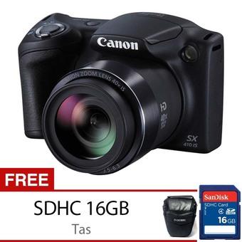 Canon Powershot SX410 IS - 20MP - Hitam + Gratis SDHC 16GB dan Tas  