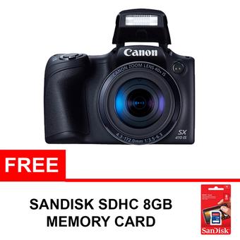 Canon Powershot SX410 IS - 20MP - Hitam + Gratis Sandisk SDHC 8gb  