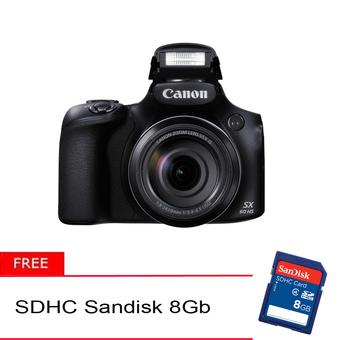 Canon Powershot SX60 - 16MP - 65x Optical Zoom - Hitam + Gratis Memory SD Sandisk 8GB  