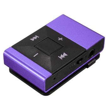 Clip Metal USB MP3 Music Media Player Support 2-16GB Micro SD TF+Headphone Purple (Intl)  
