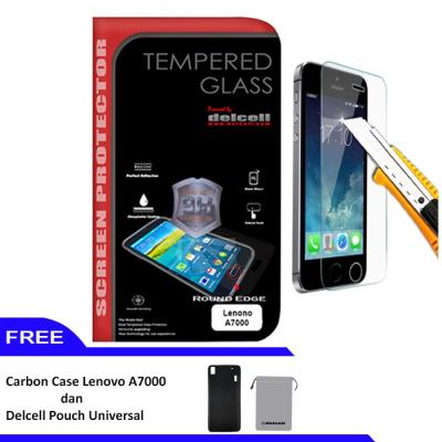 Delcell Tempered Glass Screen Protector for Lenovo A7000 + Carbon Case Levovo A700 Free Delcell Pouch Universal