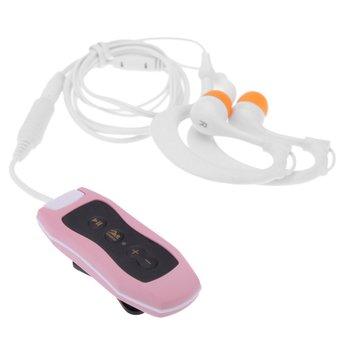 Digital 4GB Clip-on Waterproof IPX8 Mp3 Player FM Radio Swimming Diving Sports Stereo Sound with Earphone-Pink (Intl)  