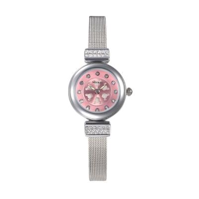 Disney MS51093-P Mickey Steel Bracelet Watch Silver Pink Jam Tangan Wanita