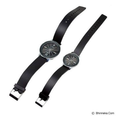 ESA Classical Couple Diamond Leather Band Quartz Watch - Black