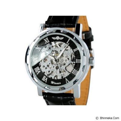 ESS Skeleton Leather Strap Automatic Mechanical Watch [WM125] - Black/Silver