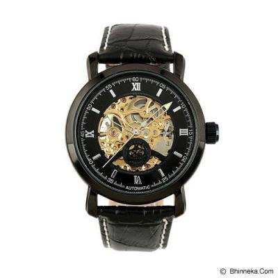 ESS Skeleton Leather Strap Automatic Mechanical Watch [WM309] - Black/Gold