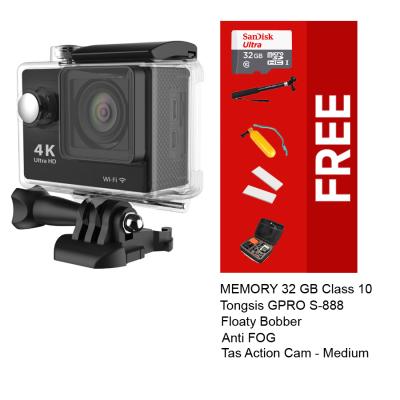 Eken H9 - 4K Video Action Camera - Xiaomi Yi Killer - 12 MP - Hitamr + Gratis Accessories Kamera