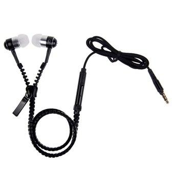 FSH 3.5mm Microphone Earbud Premium Tangle Free Zipper Earphone (Black) (Intl)  