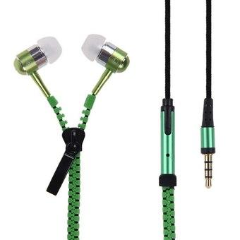FSH 3.5mm Microphone Earbud Premium Tangle Free Zipper Earphone (Green) (Intl)  