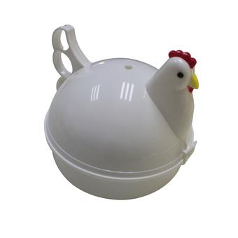 Fang Fang Plastic Chicken Shaped Microwave Egg Cooker Poacher Steamer Boiler For 4 Eggs (White)  