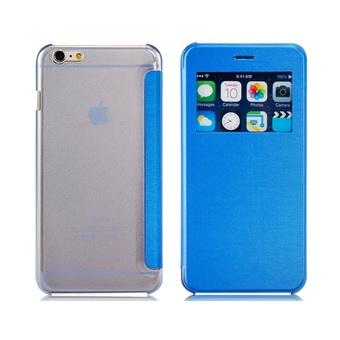 Faux Leather Flip Case with Mount Stand and Window Display for 5.5-inch iPhone 6 Plus Blue  