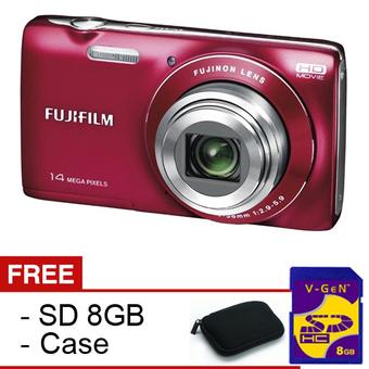 Fujifilm Finefix JZ100 - 14 MP - 8x zoom - Merah + Gratis 8Gb + Case  