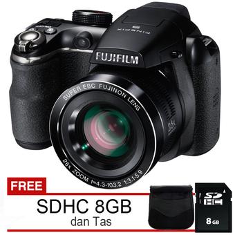 Fujifilm Finepix S4300 - 26x Zoom + Gratis 8GB SDHC dan Tas - Hitam  