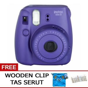 Fujifilm Instax Mini 8 8S Grape Free Tas Serut + Wooden Clip UNGU