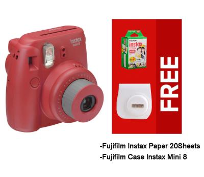 Fujifilm Instax Mini 8 Raspberry Kamera Instax (Instax + Paper20 + Case)