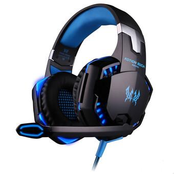 G2000 Deep Bass Game Headphone Stereo Surrounded Over-Ear Gaming Headset with Led Light for Gamer(Blue Black)(INTL)  