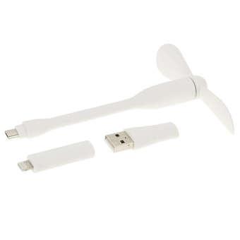 Ghz 3 in 1 Mini Portable USB Fan for Smartphone / iPhone / PC / Laptop - (Lightning 8pin + Micro + USB) - Putih  