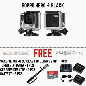 GoPro HERO4 Black Edition + 2 Battery + Charger + Monopod + MMC 32 gb