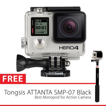 GoPro HERO4 Black Edition - FULL HD 4K/60FPS - Hitam + Free Tongsis Attanta  