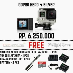 GoPro HERO4 Silver + monopod + mmc 32 gb + 2 battery + desktop charger