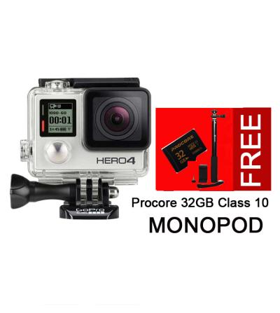 GoPro Hero 4 Black - Hitam + FREE Monopod Hunter+Memory Procore 32 GB class 10