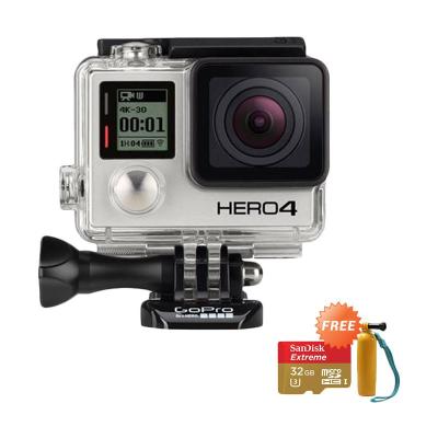 Gopro Hero 4 Silver Action Camera + Sandisk + Hand Grip