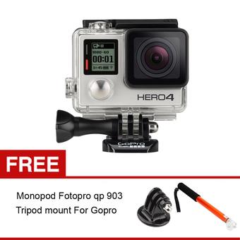 Gopro Hero 4 Silver Edition + Gratis Monopod Fotopro qp903 dan Tripod Mount  