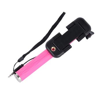 HQ Mini1 Wired Selfie Stick Extendable Monopod For Camera IOS Android Phone-Pink  