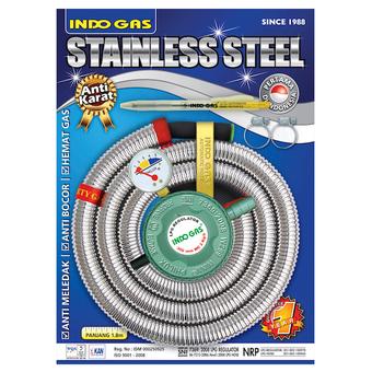 Indo Gas - Selang Paket Regulator Stainless Steel - 404 PAMF SS  