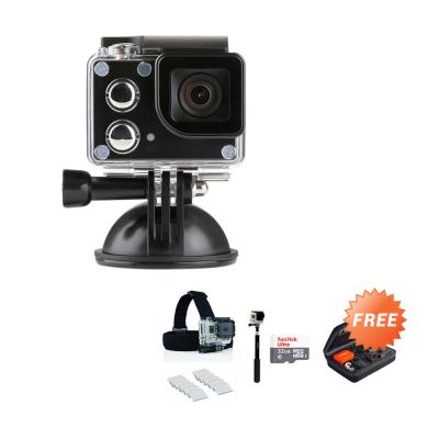 Isaw Edge 4K Action Camera [Sony EXMOR Sensor/16 MP] + Sandisk Ultra 32GB + Tongsis for Gopro/Xiaomi/Brica