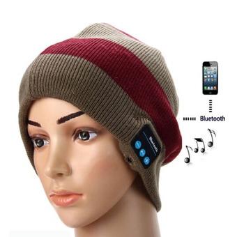 Knitted Bluetooth Hat Cap Headphone Headset With MIC (Red)  