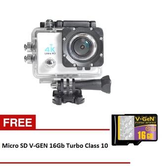 Kogan Action Camera 4K UltraHD - 16MP - Putih - WIFI - Putih + Microsd Vgen 16Gb Turbo Class 10  
