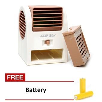 Kokakaa Mini AC Cooling Fan Portable - Cokelat + Gratis Baterai 3 Buah  