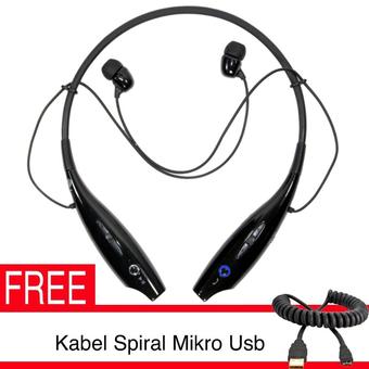 LG Tone HBS 730 - Bluetooth Stereo Headset - Hitam + Free Kabel Charger Spiral  