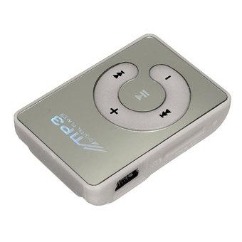 MP3 Player Mini Mirror Clip Music Support 8GB TF Card With USB Cable Earphone (White) (Intl)  