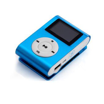 Metal Clip Digital MP3 Player LCD Screen for 2/4/8/16GB TF Card Blue  