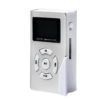 Mini USB Clip MP3 Player LCD Screen Support 32GB Micro SD TF Card Silver  