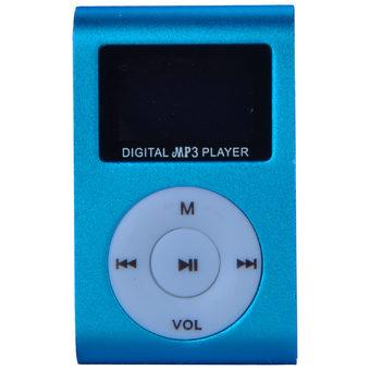 Moonar Mini Small USB Clip MP3 Metal Music Player LCD Screen TF Card Slot Blue  