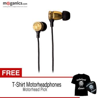 Motorheadphones Earphone Overkill With Mic + Free Kaos & Pick Gitar - Brass  