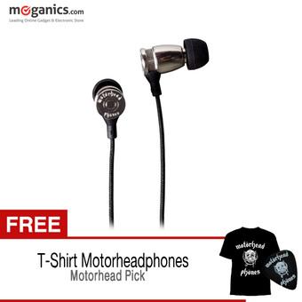 Motorheadphones Earphone Overkill With Mic + Free Kaos & Pick Gitar - Silver  