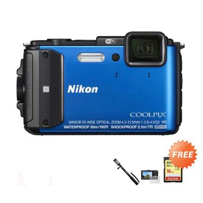 Nikon Coolpix AW130 Kamera Pocket + SanDisk Extreme SDHC 90 Mbps/16 GB + Tongsis + Anti Gores