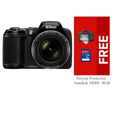 Nikon Coolpix L340 - Hitam Free Screen Protector + Sandisk SDHC 8GB